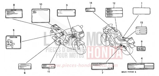 CAUTION LABEL CBR1000FL de 1990